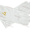 Gants blancs coton avec Broderie motif Équerre Compas Or-rayonnant