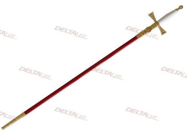 Épée fine Templière Garde or - pommeau blanc, fourreau rouge