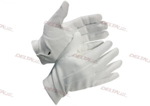 Gants blancs coton avec piqures et boutons