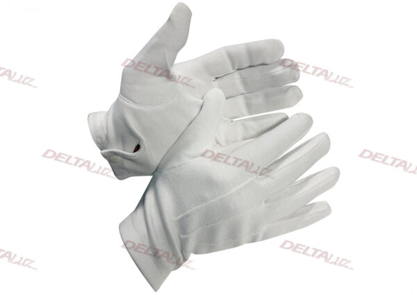 Gants blancs coton avec piqures et boutons