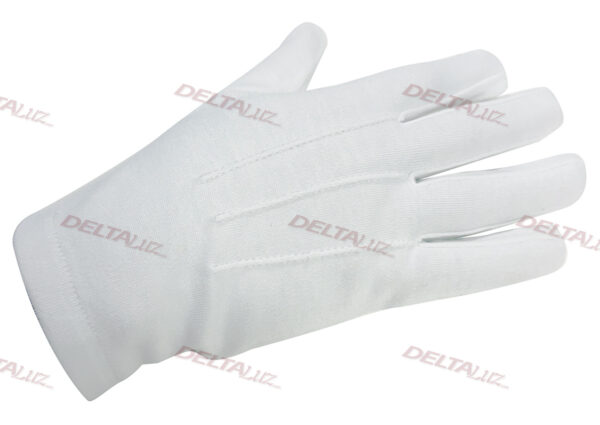 Gants blancs coton avec piqures et boutons