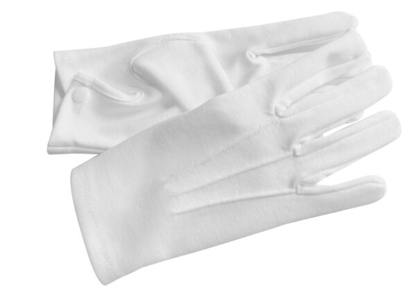 Gants blancs coton avec piqures et boutons
