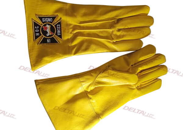 Gants jaunes à Crispin cuir - CRC - In Hoc Signo Vinces