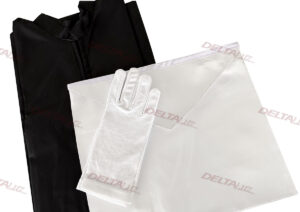 Pack Apprentie robe noire + tablier + gants