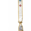 Écharpe CBCS blanche avec croix templière rouge et franges dorées
